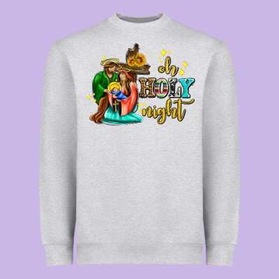 Oh Holy Night With Sunflower And Cross Heavyweight Sweatshirt Designed By Adodesignshop