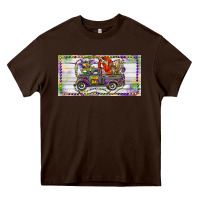 Chocolate Brown Mardi Gras Truck And Fleur De Lis Crawfish Heavy Core Tee - RanaPortraitStore