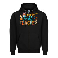 Black One thankful Teacher Zipper Hoodie - NancyCooperArtShop