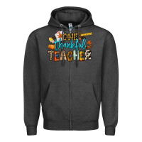 Charcoal Heather One thankful Teacher Zipper Hoodie - NancyCooperArtShop