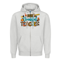 Dove Grey One thankful Teacher Zipper Hoodie - NancyCooperArtShop