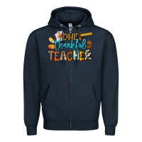 Navy One thankful Teacher Zipper Hoodie - NancyCooperArtShop