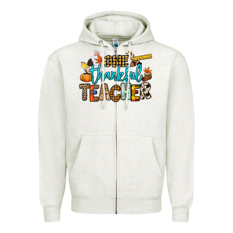 One Thankful Teacher Zipper Hoodie by NancyCooperArtShop | Teevron