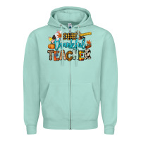 Seafoam One thankful Teacher Zipper Hoodie - NancyCooperArtShop