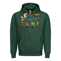 Sports Green One thankful Teacher Zipper Hoodie - NancyCooperArtShop