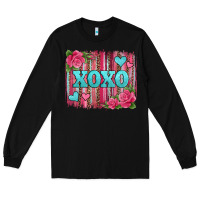 Black xoxo valentines day leopard glitter brushstroke Long Sleeve Tee - Jasminsmagicworld