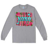 Heather Grey xoxo valentines day leopard glitter brushstroke Long Sleeve Tee - Jasminsmagicworld