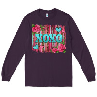 Plum xoxo valentines day leopard glitter brushstroke Long Sleeve Tee - Jasminsmagicworld