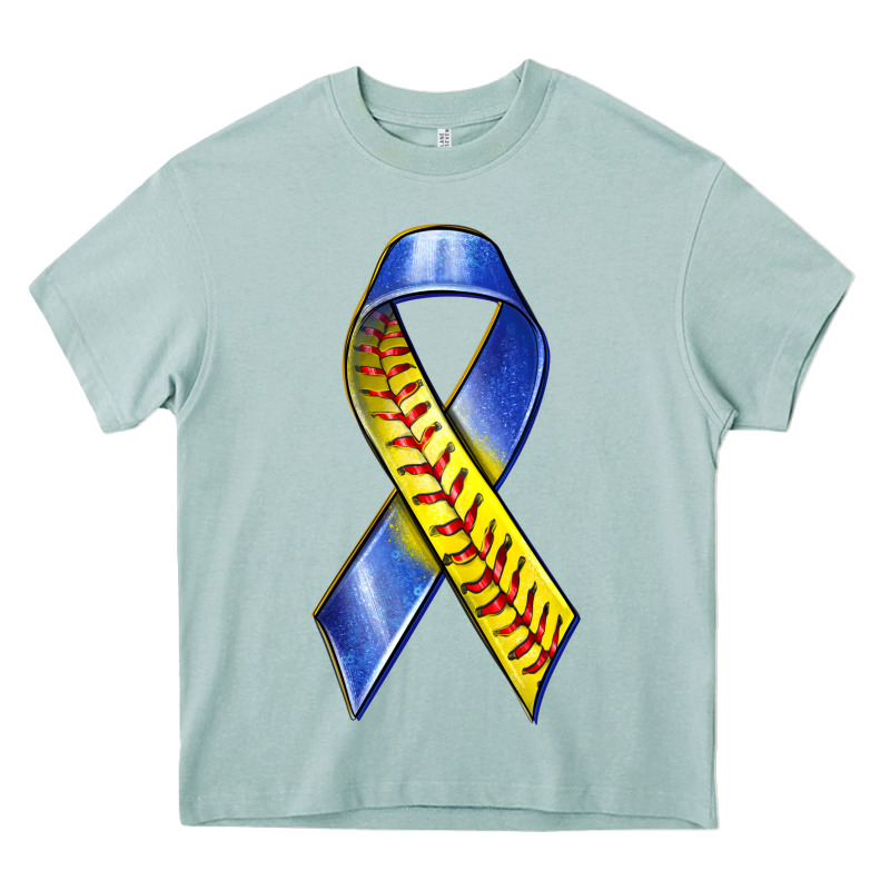 Down Syndrome Ribbon Softball Heavy Core Tee by texasbilliewilder | Teevron