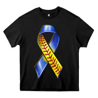 Black down syndrome ribbon softball Heavy Core Tee - texasbilliewilder