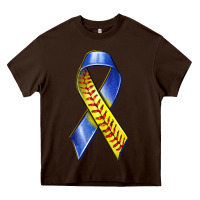 Chocolate Brown down syndrome ribbon softball Heavy Core Tee - texasbilliewilder