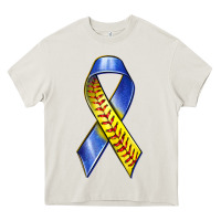 Cream down syndrome ribbon softball Heavy Core Tee - texasbilliewilder