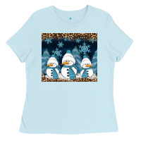 Baby Blue snowman winter Ladies Tee - RanaPortraitStore