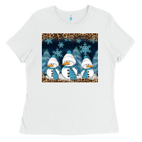 White snowman winter Ladies Tee - RanaPortraitStore