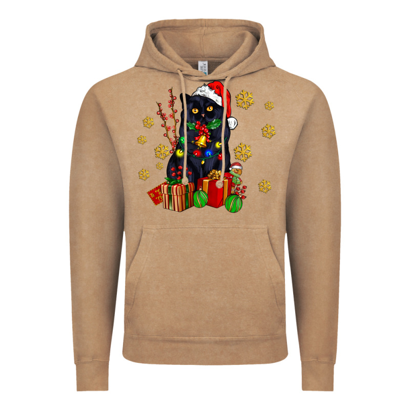 Black Cat Meowy Christmas Vintage Hoodie by AdoDesignShop | Teevron