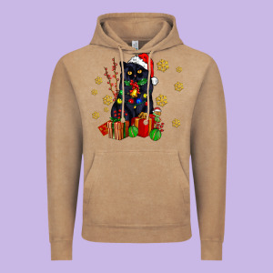 Black Cat Meowy Christmas Vintage Hoodie Designed By Adodesignshop