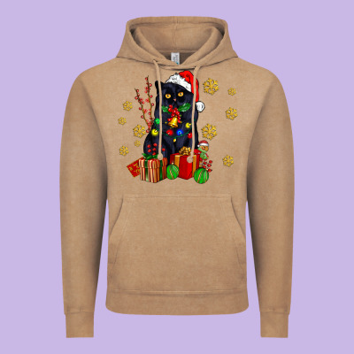Black Cat Meowy Christmas Vintage Hoodie Designed By Adodesignshop
