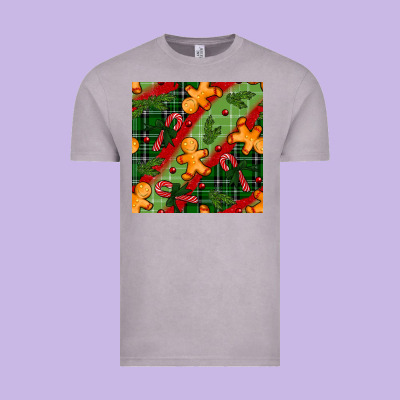 Christmas Gingerbread Man And Candy Cane Seamless Pattern Vintage Tee Designed By Bundleandbundleshop