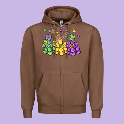 Mardi Gras Bead Dogs Zipper Hoodie Designed By Maliassmallbusiness