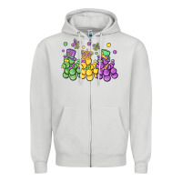 Dove Grey mardi gras bead dogs Zipper Hoodie - MaliasSmallBusiness