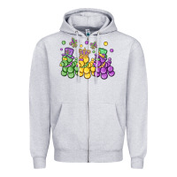 Heather Grey mardi gras bead dogs Zipper Hoodie - MaliasSmallBusiness