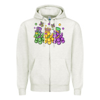 Oatmeal Heather mardi gras bead dogs Zipper Hoodie - MaliasSmallBusiness
