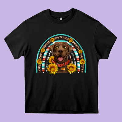 Chocolate Labrador Rainbow Heavy Core Tee Designed By Artiststas