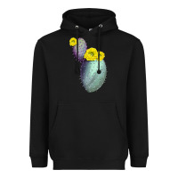 Black Opunthia Santa Rita Cactus Heavyweight Hoodie - LillyAllenDesigns