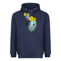 Navy Opunthia Santa Rita Cactus Heavyweight Hoodie - LillyAllenDesigns