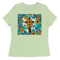 Matcha sunflower cross cowhide gemstones Ladies Tee - RanaPortraitStore