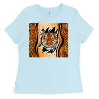 Baby Blue tiger scratch mark Ladies Tee - RanaPortraitStore