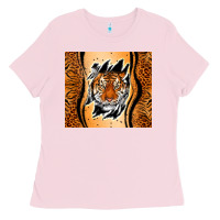Bubblegum Pink tiger scratch mark Ladies Tee - RanaPortraitStore