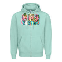 Seafoam Happy Easter Zipper Hoodie - NancyCooperArtShop