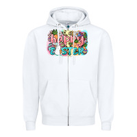 White Happy Easter Zipper Hoodie - NancyCooperArtShop