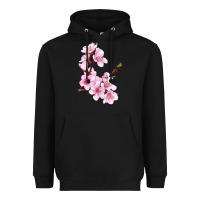 Black Peach Blossom Illustrations Heavyweight Hoodie - LillyAllenDesigns