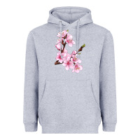 Heather Grey Peach Blossom Illustrations Heavyweight Hoodie - LillyAllenDesigns