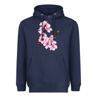 Navy Peach Blossom Illustrations Heavyweight Hoodie - LillyAllenDesigns
