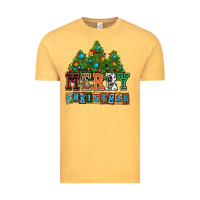 Vintage Mustard merry christmas with christmas trees Vintage Tee - AdoDesignShop