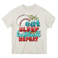 Cream eat sleep baseball repeat Heavy Core Tee - texasbilliewilder