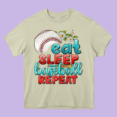 Eat Sleep Baseball Repeat Heavy Core Tee Designed By Texasbilliewilder