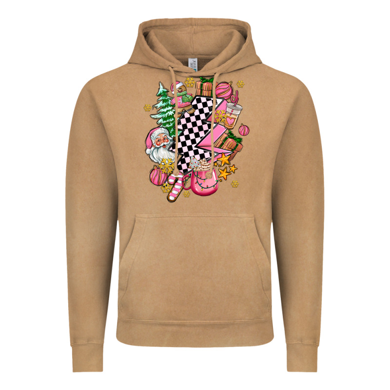 Pink Christmas Lightning Bolt Vintage Hoodie by AdoDesignShop | Teevron