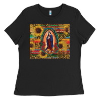 Black sunflower serape lady of guadalupe Ladies Tee - RanaPortraitStore