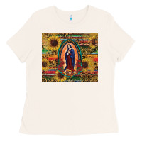 Bone sunflower serape lady of guadalupe Ladies Tee - RanaPortraitStore