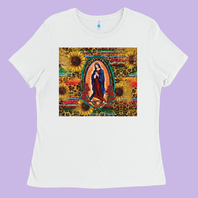 Ladies Tee sunflower serape lady of guadalupe