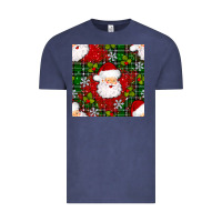 Vintage Denim Christmas Santa Claus Seamless Pattern Vintage Tee - BundleAndBundleShop