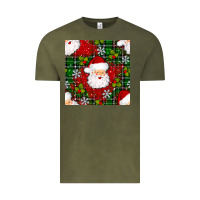 Vintage Olive Christmas Santa Claus Seamless Pattern Vintage Tee - BundleAndBundleShop
