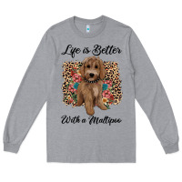 Heather Grey life is better with a maltipoo Long Sleeve Tee - BarkalooDesign