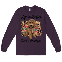 Plum life is better with a maltipoo Long Sleeve Tee - BarkalooDesign