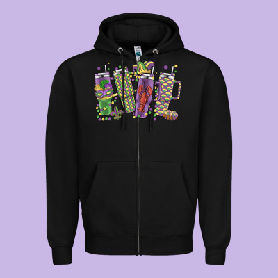 Mardi Gras Coffee Zipper Hoodie Designed By Maliassmallbusiness