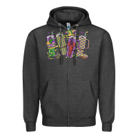 Charcoal Heather mardi gras coffee Zipper Hoodie - MaliasSmallBusiness